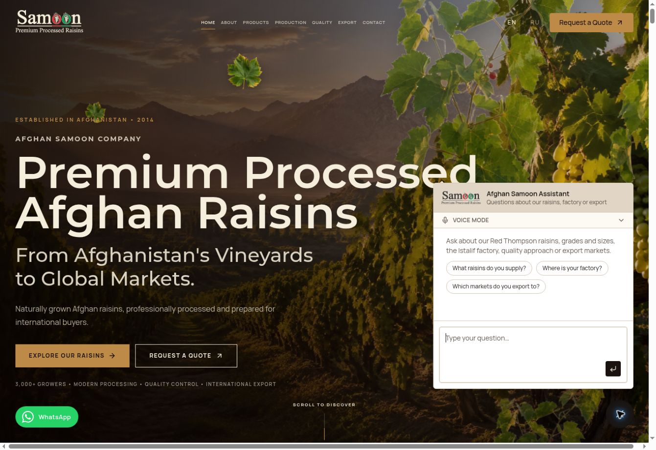 Afghan Samoon bilingual company website preview
